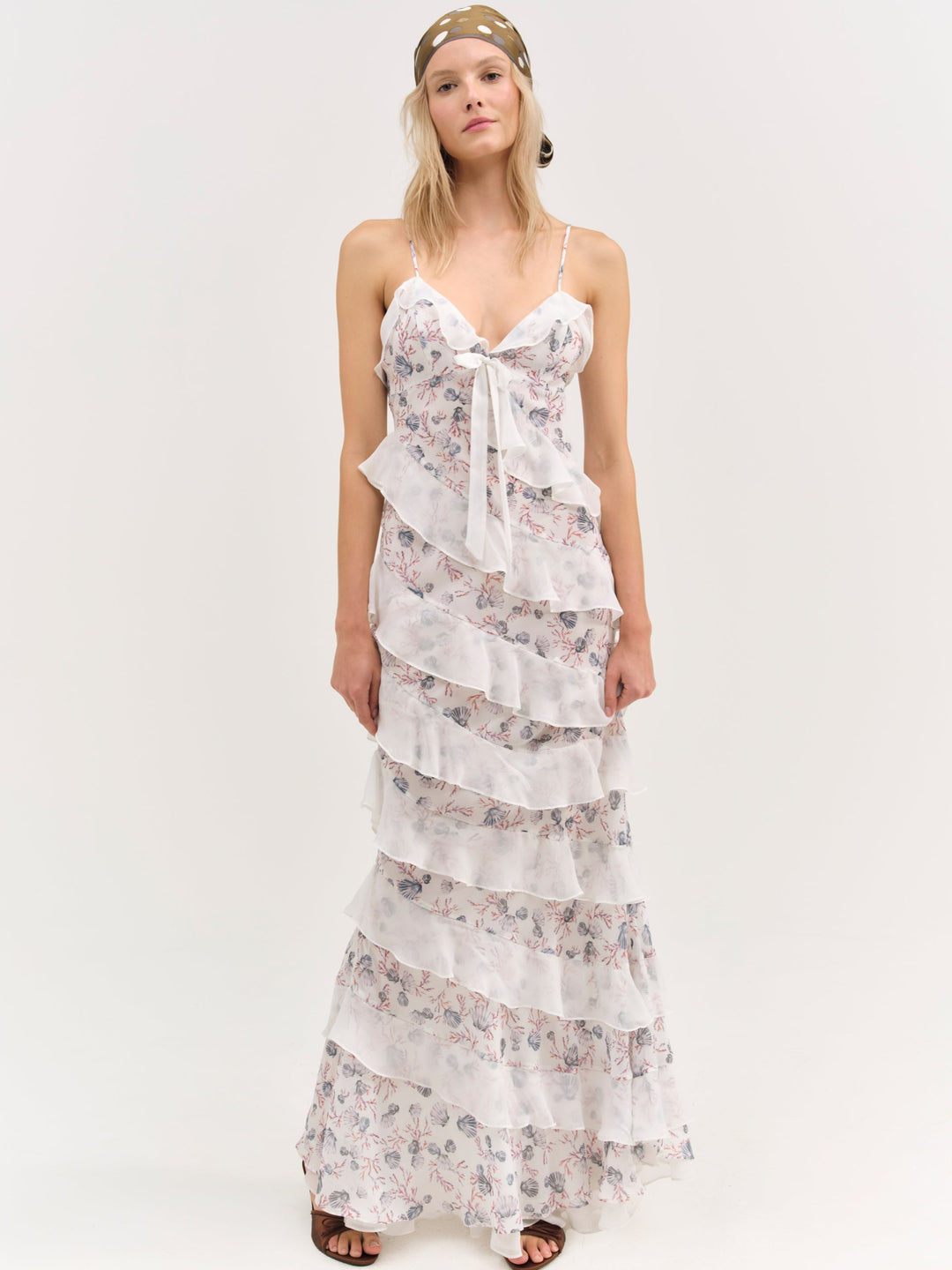For Love and Lemons Debby Ruffled Maxi Dress - White