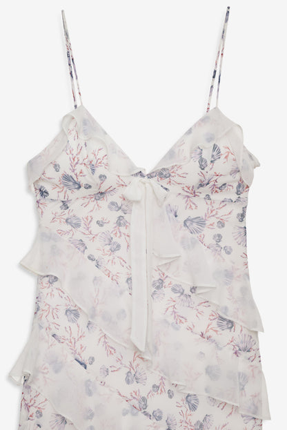 For Love and Lemons Debby Ruffled Maxi Dress - White