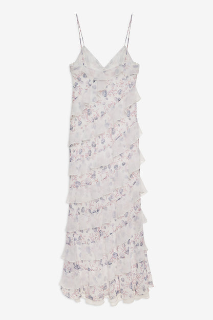 For Love and Lemons Debby Ruffled Maxi Dress - White