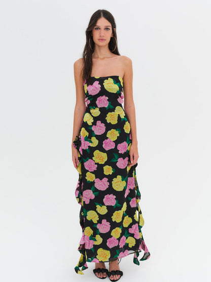 For Love and Lemons Madison Strapless Maxi Dress - Black